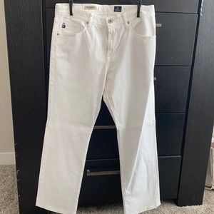 Men’s Hemmed AG Protege White Pants Waist 32